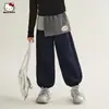Calça Casual de Primavera para Meninas 2026 Novo Estilo Coreano Design Patchwork Elegante Calça Esportiva Solta