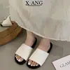 Pantuflas Antideslizantes de Cuero Genuino Suave con Suela Flexible para Mujer, Adecuadas para Usar al Aire Libre, Nuevo Estilo de Verano, Sandalias de Deslizamiento de Estilo Vacacional Simple