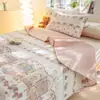 Conjunto de Três Peças Fresco e Simples para Todas as Estações, Capa de Cama e Fronha 100% Algodão, Lençol de Algodão Puro para Colchão Tatami, Capa Matelassada Espessa para Cama Kang