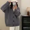 Novo cardigã de malha solto e casual estilo coreano para outono e inverno para mulheres, jaqueta suéter grossa, top versátil e modelador