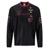 Camiseta básica casual de manga larga con cuello redondo, estilo otoño e invierno americano, con insignia de estrella y números, a la moda, estilo retro de carreras, para hombre