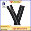 Zíper Preto Nº 5 com Dentes Redondos de Resina Banhada a Prata para Roupas, Bolsas, Artigos de Couro, Mercadorias de Exportação, Mochilas Abertas e Zíperes de Roupas