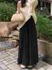 Calça-Saia Branca Feminina de Cintura Alta Emagrecedora 2026 Novo Estilo Outono, Calça Casual Drapada de Perna Larga para Mulheres Baixas