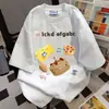 Camiseta de Manga Corta con Estampado de Letras Estilo Nuevo Verano 2025, Estilo Preppy Casual Holgada Versátil Top Vintage para Pareja