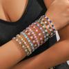 Pulsera para Mujer Moda Europea y Americana Ins Pulsera Nicho Transfronteriza Joyería Pulsera de Acero Inoxidable para Mujer Circonita de Color Diamante Completo Apertura