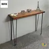 Mesa de Entrada de Madeira Maciça, Mesa Lateral Longa Estreita Estilo Nórdico, Prateleira de Entrada Montada na Parede, Mesa de Console em Ferro Forjado, Mesa de Jantar Pequena