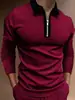 Europa y Estados Unidos transfronterizos nuevo otoño hombre manga larga solapa monocromático camiseta slim camiseta tipo POLO hombre una generación de pelo