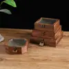 Caja de Almacenamiento de Vidrio con Flor de Begonia y Cerradura, Caja de Almacenamiento de Joyería Clásica, Organizador de Escritorio, Decoración del Hogar para Tocador