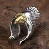 Desea la joyería de plata europea y americana más vendida al por mayor anillo de águila de ala abierta retro águila una generación de cabello internacional