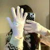 Lindos Guantes de Punto con Lazo de Cachorro para Mujer, Guantes de Invierno para Estudiante, Ciclismo, de Cinco Dedos, Engrosados, Cálidos, para Pantalla Táctil