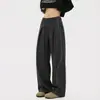 Pantalones de pierna ancha a rayas con diseño casual de cordón estilo americano para hombre y mujer, corte holgado, estilo 'old money', sensación relajada, pantalones de moda para primavera y otoño