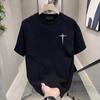 Camiseta de Manga Corta de Algodón Puro de Marca Trendy Heavy High Street de Estilo Americano para Hombre Verano Nuevo Holgada Combinable Camiseta de Media Manga Top