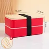 Caja de Almuerzo de una Sola Capa Amazon Transfronteriza Tapa de Madera Caja de Almuerzo de Plástico con Cubiertos Oficinista Microondas Caja Bento Venta al por Mayor