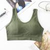 Top tipo tubo com alça larga sem costura, costas em V, com suporte para o peito, cor sólida, simples, básico, sem aro, top esportivo