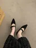 Primer Encuentro Ji Retro Francés Punta Fina Gamuza Profesionales Mary Jane Zapatos Mujer Suela Suave Hebilla Única Aumentador de Altura Tacón de Cuña Viajes Ligeros