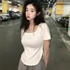 Top de Mujer de Manga Corta Moderno y Único Nuevo Estilo 2025 Dulce y Picante Crop Top Corto Hombro Normal de Verano