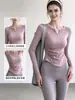 Top de Yoga Ropa Ajustada para Mujer Ropa para Correr de Secado Rápido Manga Larga Otoño e Invierno Cuello en V Camiseta Deportiva Adelgazante Ropa de Fitness Popular en Internet