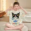 Girls' Summer Thin Pure Cotton Short-Sleeve Pajama Set Children's Pajamas for Girls Summer Cartoon Loungewear for Older Children