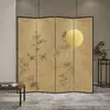 Nueva pantalla divisoria de estilo chino para sala de estar, entrada y decoración de sala de té, simple, plegable, móvil, biombo plegable de bambú de doble cara
