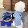 Camisa de Mezclilla de Manga Corta para Perro y Gato Primavera y Verano Estilo Coreano Guapo Ropa para Perros Medianos y Pequeños Teddy Bixia Yorkshire