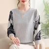 Camisa Pequena de Sete Mangas para Mamãe Top Feminino Estilo Western de Mamãe Roupas Finas de Verão Moda Feminina Casual Feminino