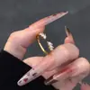 Anillo abierto de diamante talla marquisa simple y elegante para mujer, moda de lujo ligero, estiloso y versátil para el uso diario