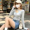 Camiseta de manga larga para mujer, nueva colección otoño/invierno, corte ajustado, diseño sexy y elegante, se puede usar como capa interior o como prenda exterior