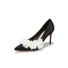 9169E-237 Scarpins de salto agulha bico fino tridimensionais florais estilo francês, sapatos de noiva, sapatos formais para mulheres
