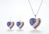 Pendientes de Estrella y Corazón del Día de la Independencia Más Vendidos Transfronterizos y Conjunto, Creativo Collar y Pendientes de Estrella y Corazón Completamente Diamantados