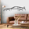 Artesanías de Silueta de Coche Deportivo de Metal Hierro Negro Transfronterizas Decoración de Pared de Garaje Arte Decoración de Interiores Hogar Adornos Colgantes