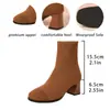 Botas de calcetín de media pantorrilla Otoño/Invierno 2026, Botines de punto, Botines con tacón grueso que aumentan la altura, Botas de mujer a la moda, versátiles, de talla grande, transfronterizas
