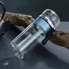 Separación de té taza para infusionar té filtro vaso de vidrio de doble capa grabado láser impresión vaso de agua portátil tazas para hombres y mujeres personalizadas