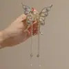 Elegante y Elegante Pinza de Borla de Mariposa de Perla Incrustada de Diamantes, Pasador de Metal de Alta Gama, Accesorios para el Cabello de Mujer en la Parte Posterior de la Cabeza, Pasador