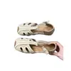 Sandalias Romanas Retro de Punta Cerrada para Mujer, Nuevo Estilo Verano 2026, Transpirables Tejidas Huecas, Cómodas de Suela Suave, Zapatos Planos de Jaula de Cerdo