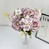 Ramo Artificial de Hortensia Rosa Asiática de 7 Cabezas para Decoración de Ceremonia de Boda, Arreglo Floral para Mesa de Comedor en Casa