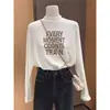 Camiseta de manga larga para mujer con cuello medio alto, de tela de terciopelo alemán cepillado engrosado, prenda básica moderna y versátil para principios de otoño