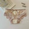 Sweet Peach ~ Francês Sexy Cetim Lace Underwear Mulheres Puro Desejo Oco Respirável Puro Algodão Crotch Briefs