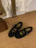 Primer Encuentro Temporada Estilo Coreano Retro Zapatos Mary Jane de Lana con Puntos para Mujer 2026 Otoño Nuevo Estilo Temperamento Fondo Plano Boca Baja Zapatos de una Sola Pieza