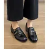 Primer Encuentro con los Mocasines Slip-On con Hebilla de la Temporada para Mujer, Zapatos de Cuero de Suela Gruesa Estilo Británico, Zapatos de Tacón Grueso Retro Versátiles