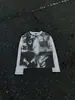 Camiseta Retro Americana High Street Cuello Redondo Transfronteriza Europea y Americana Otoño e Invierno Nuevo Estilo Unisex Nicho Moda Callejera Estilo Ins