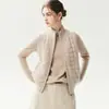 Esencial para capas~Chaleco de cachemira sin mangas chaqueta de algodón a cuadros cuello alto con bolsillos y cremallera cárdigan de punto chaleco prenda exterior