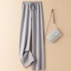 Pantalones casuales de punto de pierna recta de estilo holgado drapeado de cintura alta 2024 estilo coreano pantalones largos hasta el suelo para mujeres altas