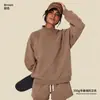 Sudadera de otoño e invierno para mujer, cuello medio alto, peso pesado de 350 g, forro polar, marca de tendencia estilo americano, corte holgado, hombros caídos, sudadera de cuello alto pequeño para mujer
