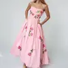 Moda de Vestido Longo Bodycon Estampado Floral Sem Alças para Feriado, Roupas Femininas Transfronteiriças Europeias e Americanas 2026