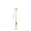 Cuchara redonda para remover café, cuchara de mango largo de acero inoxidable 304, cuchara mezcladora de bar, cuchara y tenedor para té con leche, miel y postre