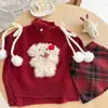 [Ningli] Suéter navideño versátil de ajuste holgado para niñas, colección otoño 2026, top de punto sin mangas de cuello alto, estilo moderno