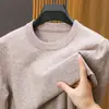 Nuevo suéter para hombre otoño e invierno 2026, cuello redondo, color liso, ajuste casual holgado, jersey, engrosado, tejido cálido