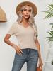 Suéter de Punto de Manga Corta con Solapa Retorcida de Diseño Propio para Mujer, Top Corto Retorcido, Nuevo de Verano, Ropa Transfronteriza Europea y Americana para Mujer