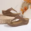 Chanclas de Cuña para Mujer para Comercio Exterior, Nuevo Estilo Verano 2026, Sandalias de Tira Gruesa Estilo Europeo y Americano, Sandalias Romanas de Playa para Mujer