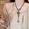 Collar de cuentas cerámicas estilo bohemio para mujer, nuevo diseño 2026, único y largo, perfecto como cadena para suéter o accesorio para el cuello
